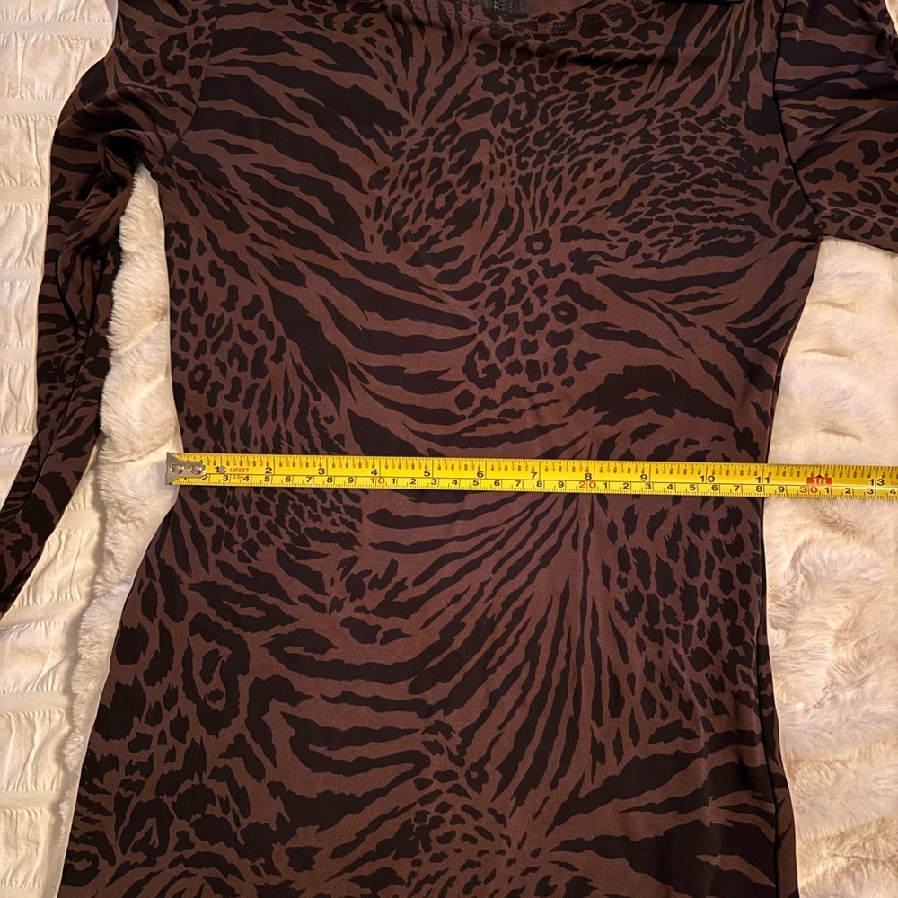 Alice + Olivia Black and Brown Long Sleeve Bodycon Dress - Picture 9 of 10